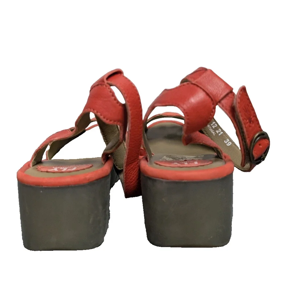 Fly London Lume Sandals Womens EU39 US8 Comfort Leather Coastal Wedge Orange - Picture 5 of 7